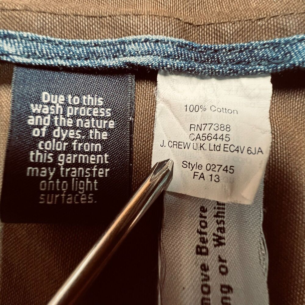 J.Crew Long Colorblock Field Jacket M Waxed Cotton Canvas Navy Tan Barn Chore Co - Picture 9 of 16